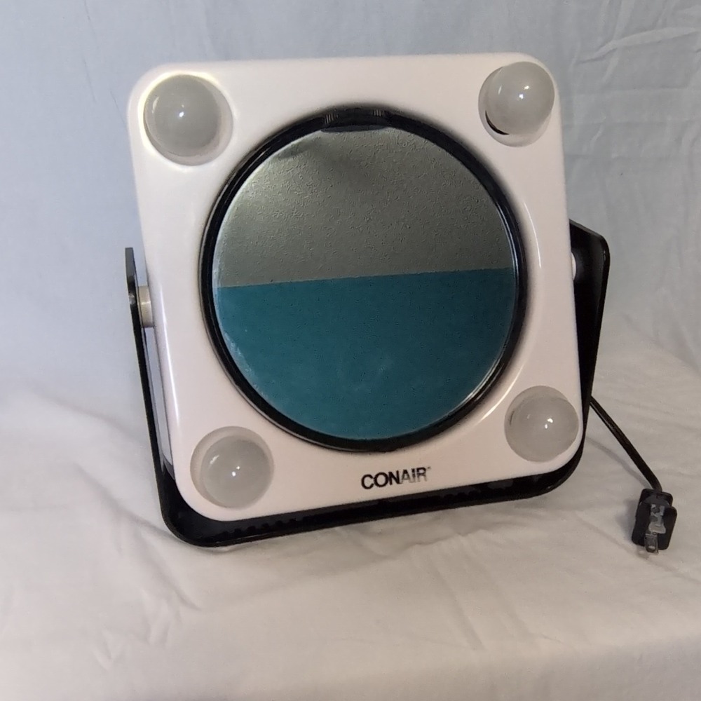 Vintage Retro Double sided  tilt light up mirror with magnification